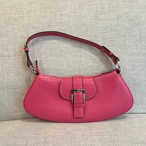 Tiffany & Fred Paris Smooth Leather Hot Pink Shoulder Handbag /Purse Y2K Barbie
